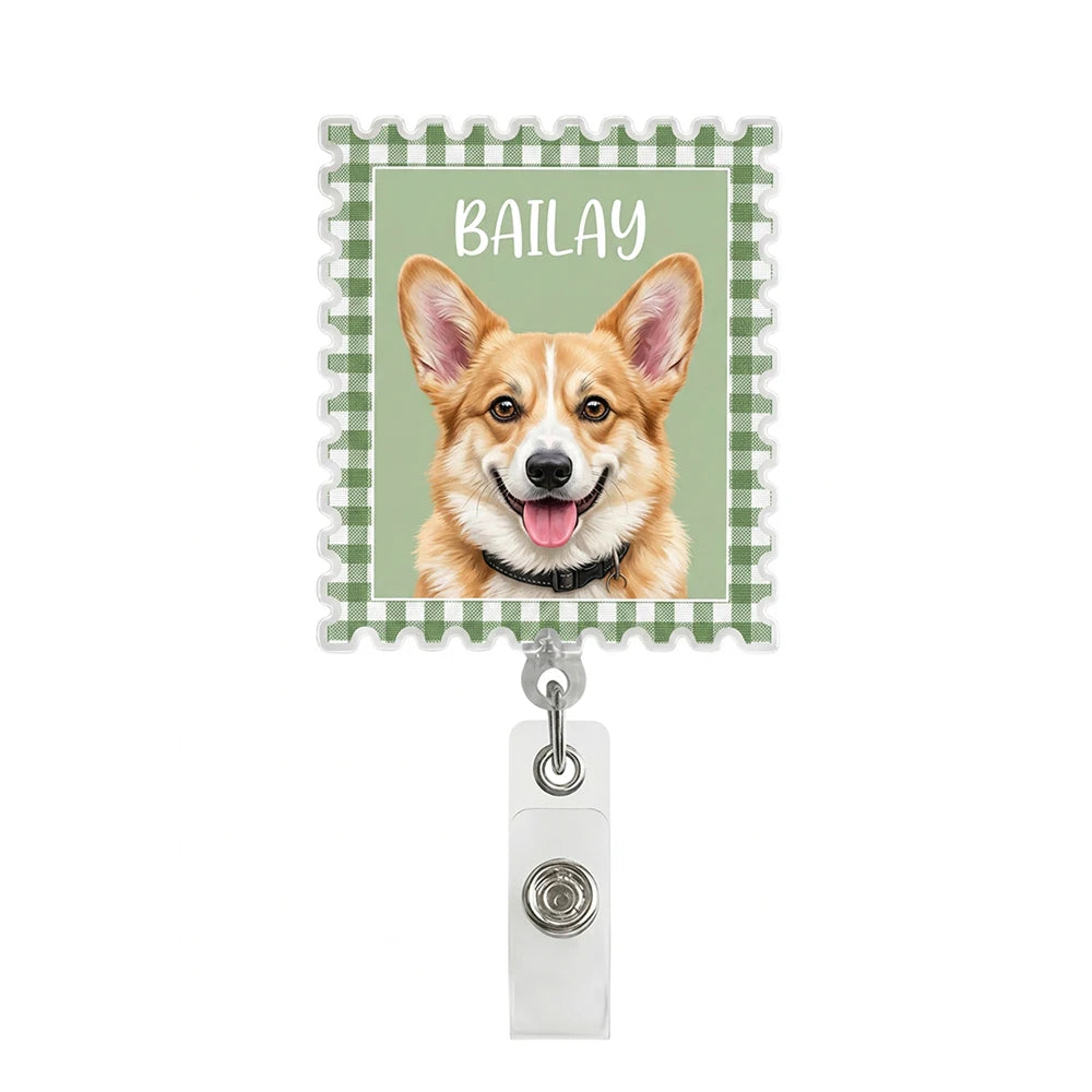 Personalized Custom Pet Picture Badge Reel,Upload Pet Photo & Name,Pet Lover Gift, Birthday, Healthcare Employees, Vet Tech