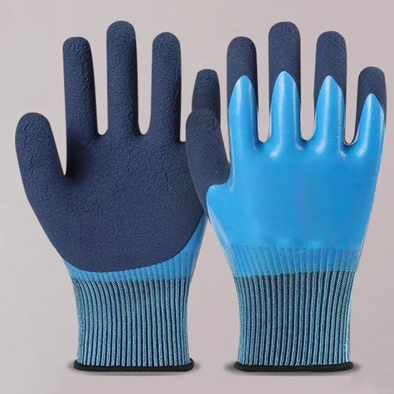 Waterproof Latex Gardening Gloves, Puncture Stab Resistant Wearproof Labor Protective Gloves for Planting Flower Work