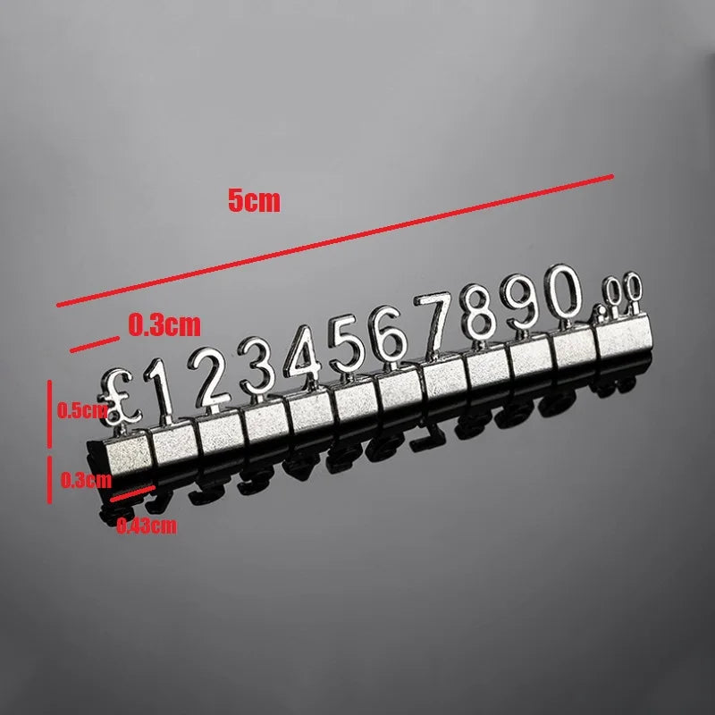 10PCS Metal Price Tags Goods  Counter Jewelry Price Display Tags Adjustable Assembly Mini Dollar Euro Pound Price Tag Plate