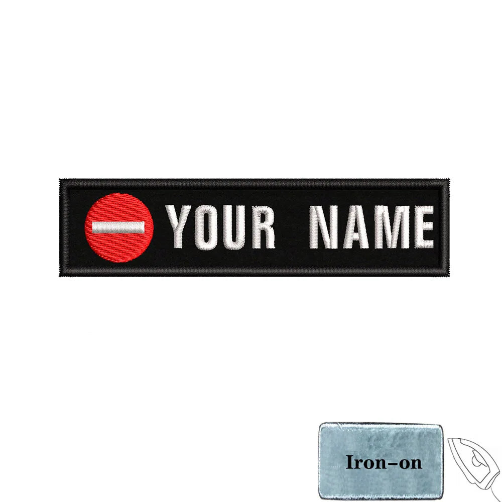 1PC 10cmX2.5cm Custom Name Patch Stripes Badge Iron On Or Hook Loop fire trophy radiation motorcycle blood drop love Pentagram