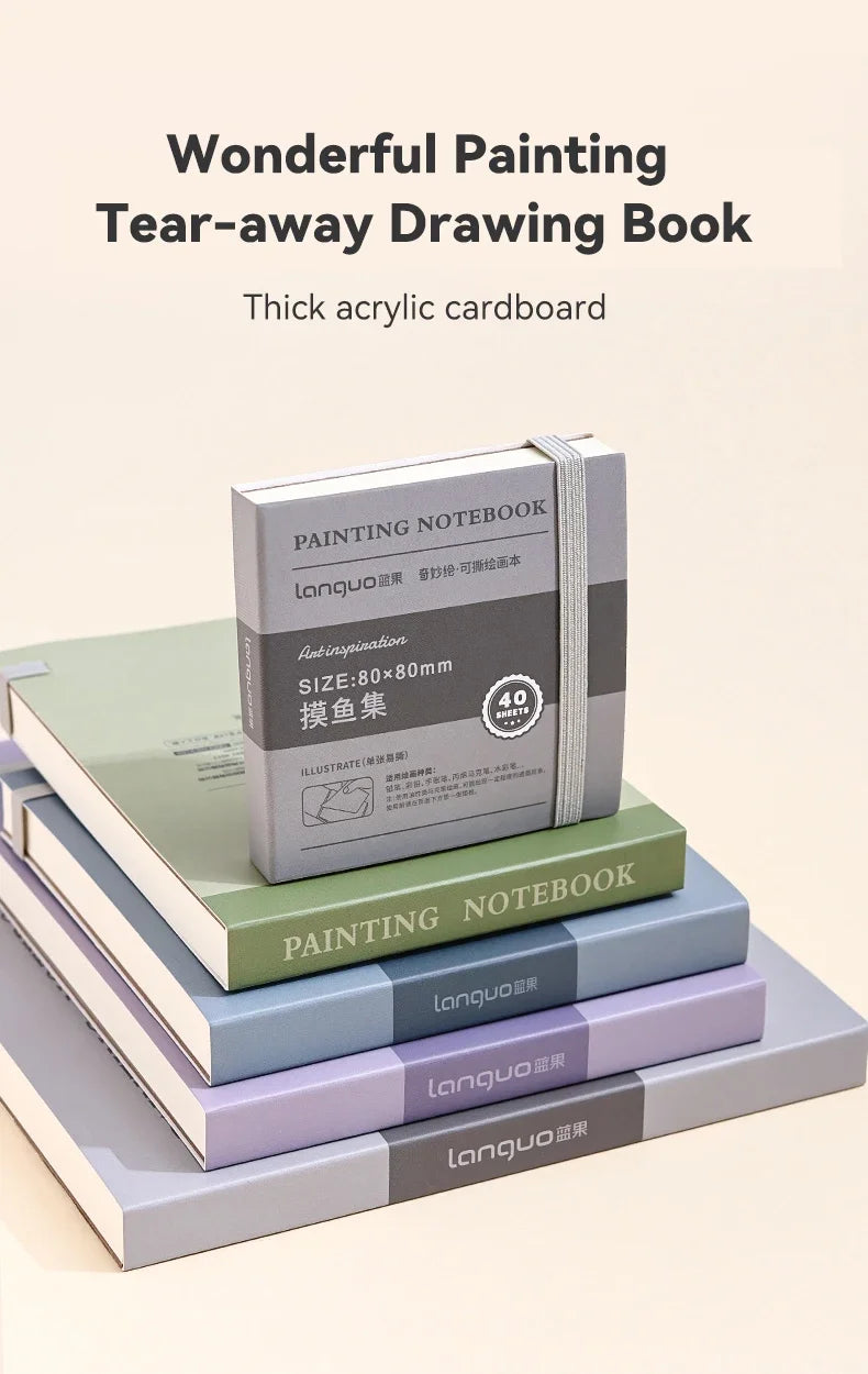 40sheet Tearable Drawing Notebook Sketchbook Handbook 250gsm Paper Mini Book for Watercolor Acrylic Marker Pen Gouache