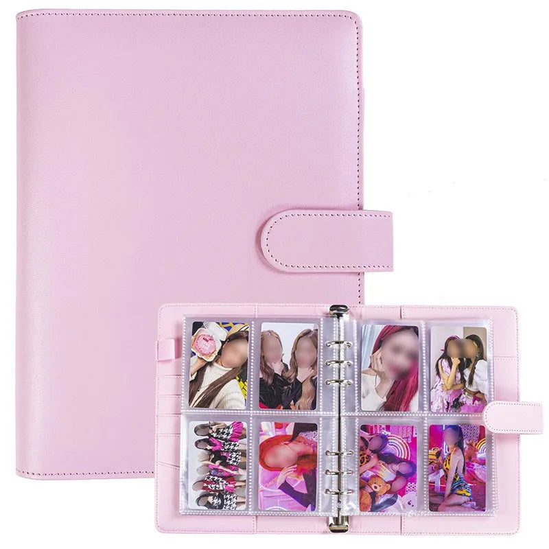 A5 Notebook Photocard Binder 25pcs Page(4 Grids)  PU Leather Loose Leaf Organizer Photo Binder Book Kpop Photo Albums Idol Cards