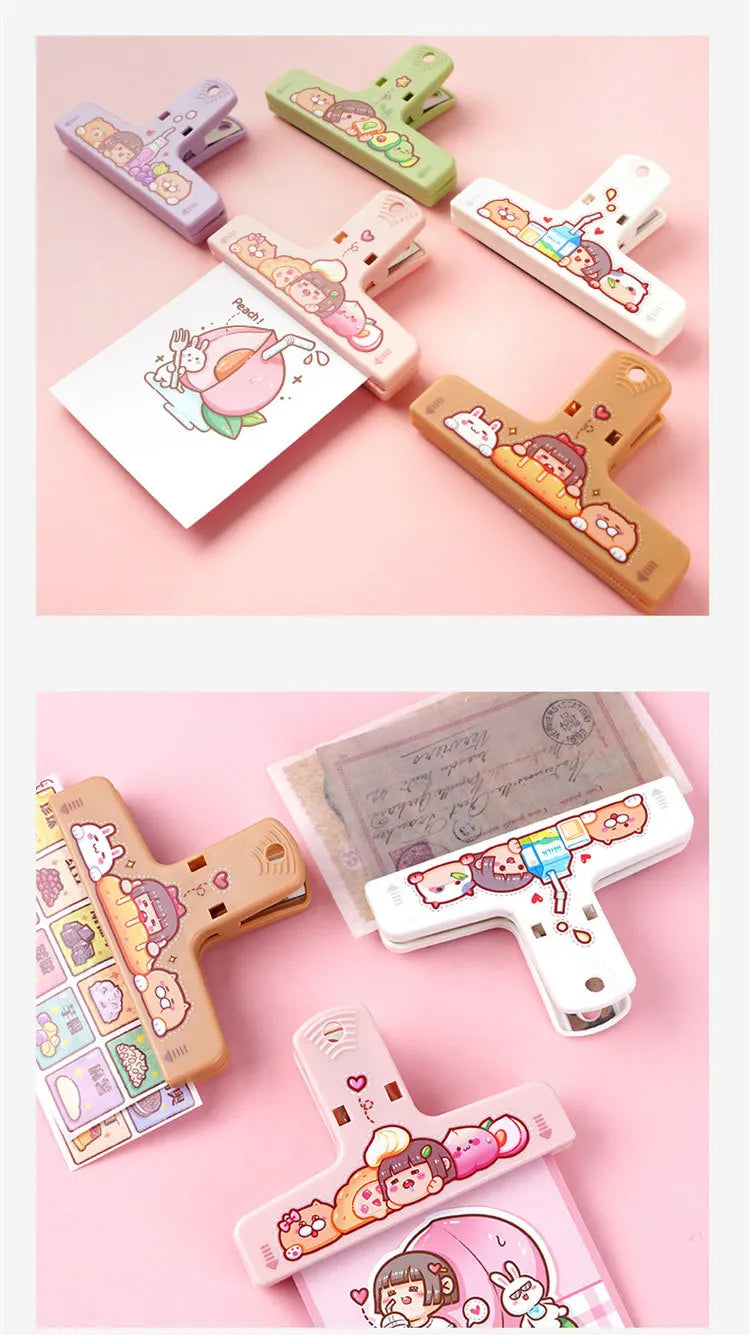 Cute Cartoon ABS Paper Clipper Bookmark Binder Multicolor Office Accessories Document Clip School Supplies Kawaii Stationery