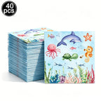 Sea Animal Theme Disposable Tableware Under The Sea Baby Shower Party Plates Napkins Cups Ocean Animals Birthday Party Supplies