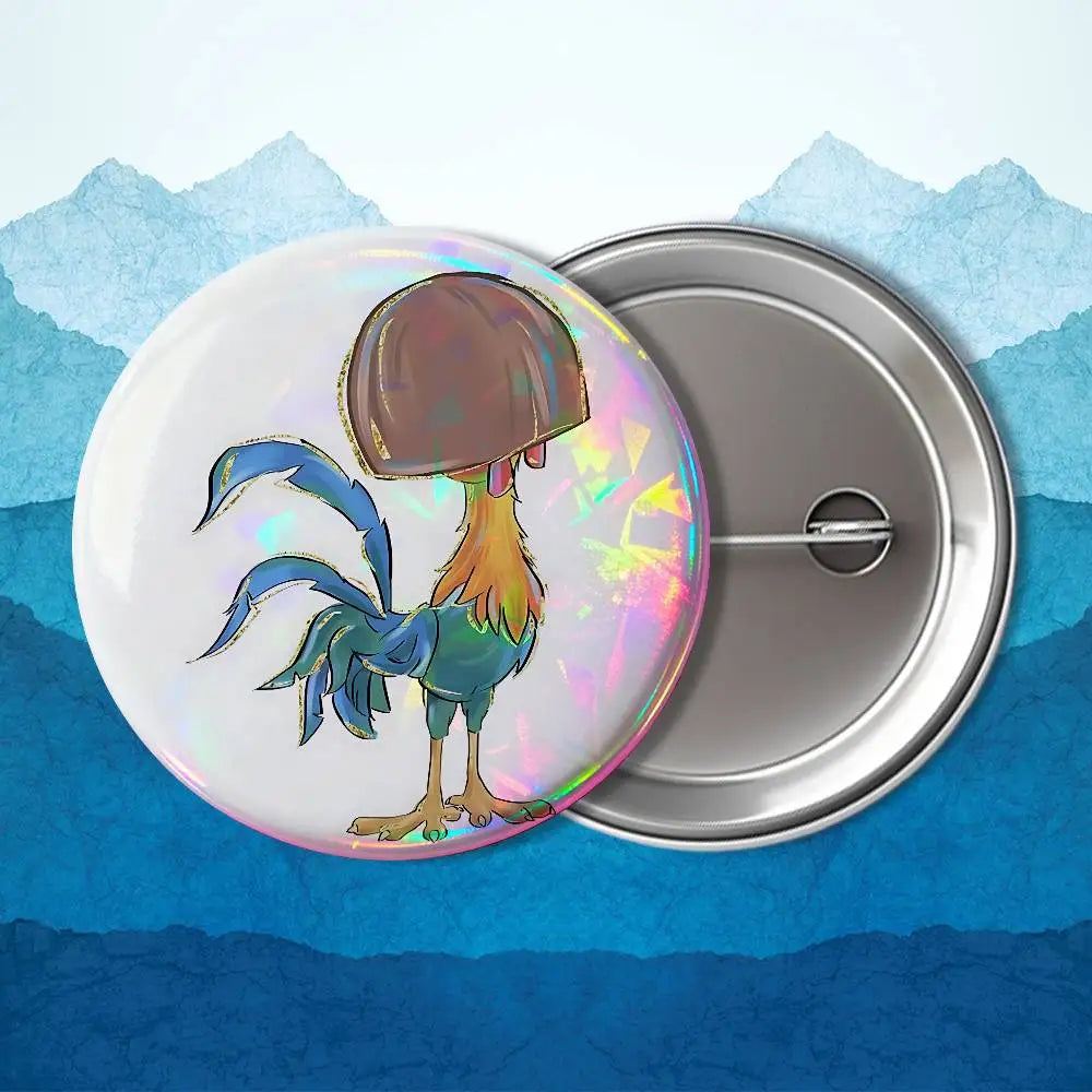 Heihei blakc Moana name Tamatoa Badge on Backpack Clothes decoration Tinplate Round Brooch Funny Custom Gifts for Friend