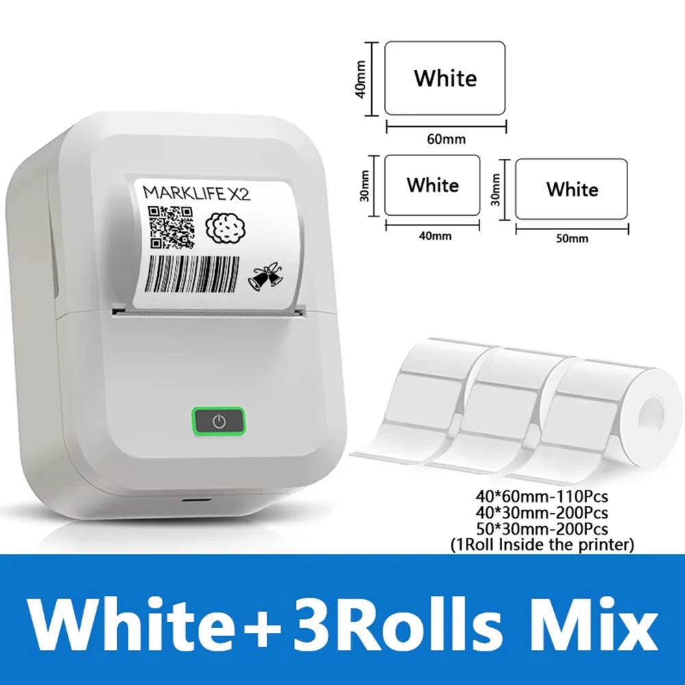 Marklif X2 Portable Thermal Printer Mini Pocket Printer Self-Adhesive Sticker Labeling Machine Similar as B21 B1 Printer Noink