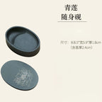 She Inkstone with Lid Antique Chinese Ink Stone for Calligraphy Writing and Traditional Painting Practice Natural Rock Inkstone