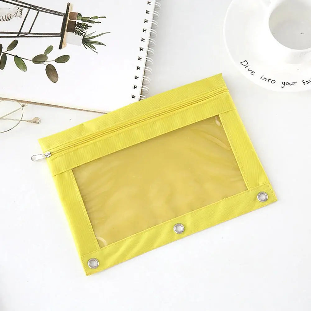Zippered Binder Pencil Pouch Pen Case Stationery Multicolored B5 File Holder PVC With 3 Rings Pencil Case Folder File Package