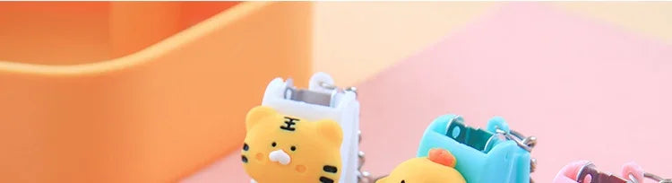 1-3sets Portable Cartoon Animal Mini Trumpet Stapler Paper Binder Stationery Staples Office Binding Tool School Kawaii Supplies