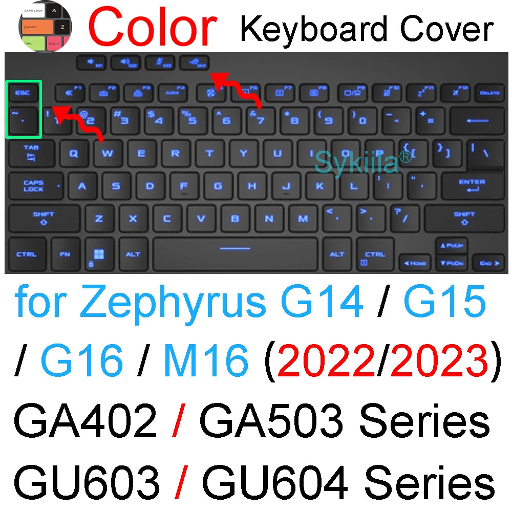 Keyboard Cover for ROG Zephyrus G14 G15 G16 M15 M16 S15 S17 G M S Duo GU605 GA605 GA503 GA403 Silicone Protector Skin Case