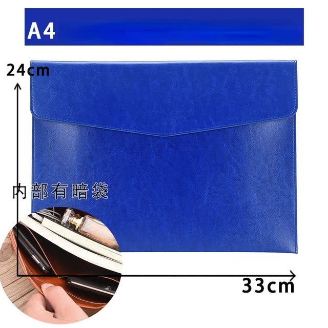 A6 A5 A4 Leather File Folder Data Package Document Bag Fashion Briefcase Data Contract Bill File Bag School Office Supplies
