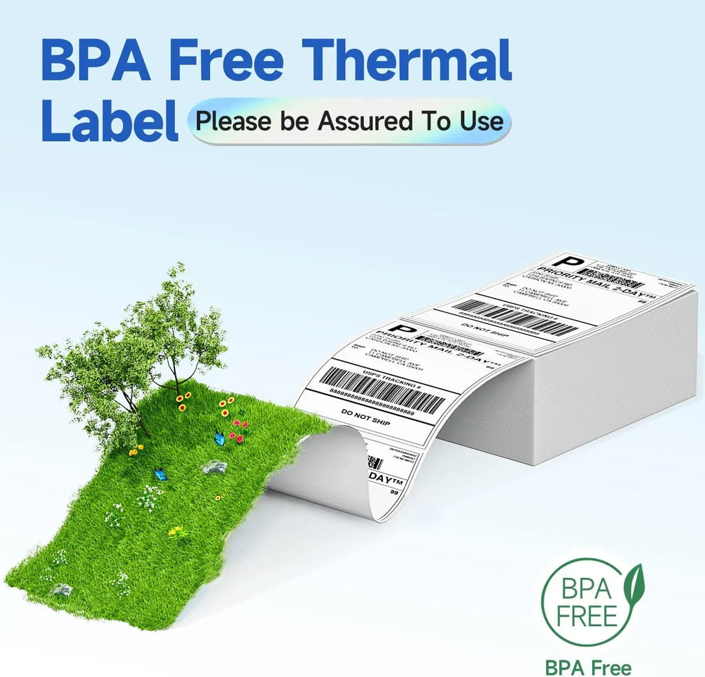 Phomemo 4X6 Adhesive Thermal Shipping Label 500 Labels per Stack - 4x6 FanFold Thermal Labels for 241bt Shipping Label Printer