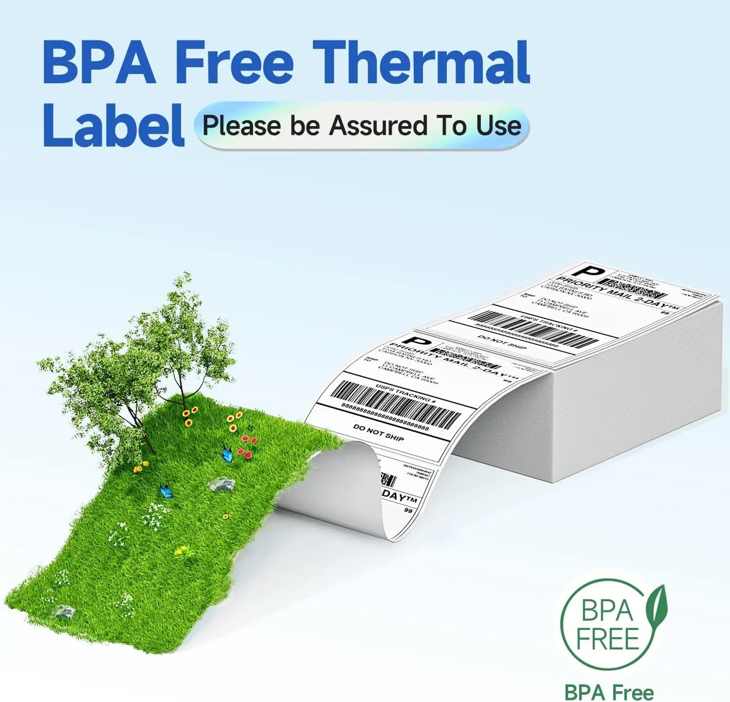 Phomemo 4X6 Adhesive Thermal Shipping Label 500 Labels per Stack - 4x6 FanFold Thermal Labels for 241bt Shipping Label Printer