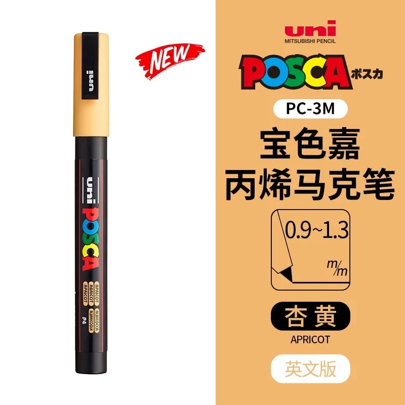 uni POSCA POP Water-Based Marker,Assorted Colors PC-1M/3M/5M 0.7~2.5mm Tips Professional Acrylic Paint Pen for Artists&Designers