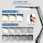 Double Head LED Desk Lamps Led Computer Monitor Light Stepless Dimmable USB Table Lamp for Office Study Reading Lighting Fixture