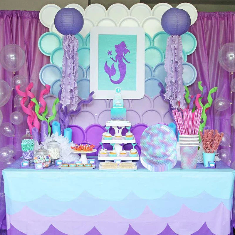 Mermaid Party Decorations Supplies Mermaid Disposable Plates Cup Napkins Set for Girls Baby Shower Mermaids Princess Birthday
