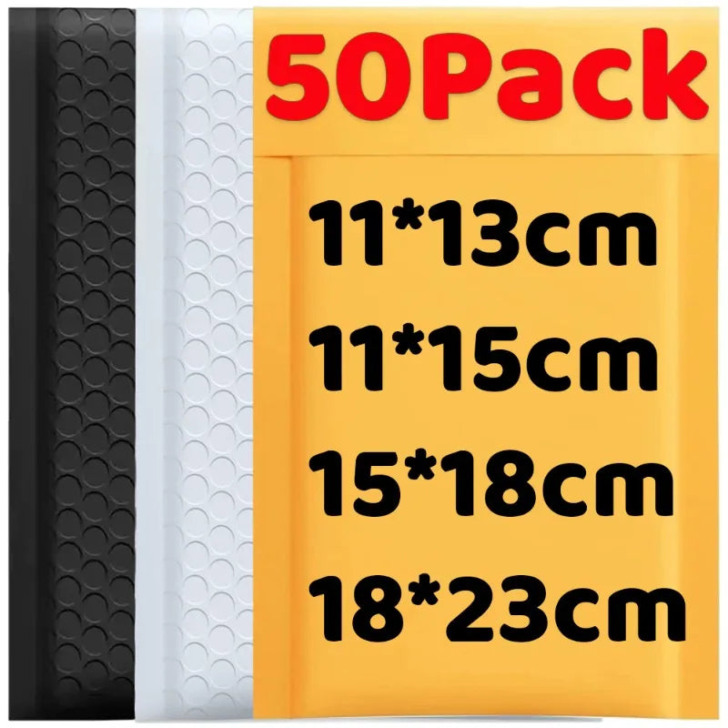 10-50Pack Kraft Bubble Mailers Self-Sealing Paper Envelopes Waterproof Cushioned Padded Foam Shipping Bags for Packaging