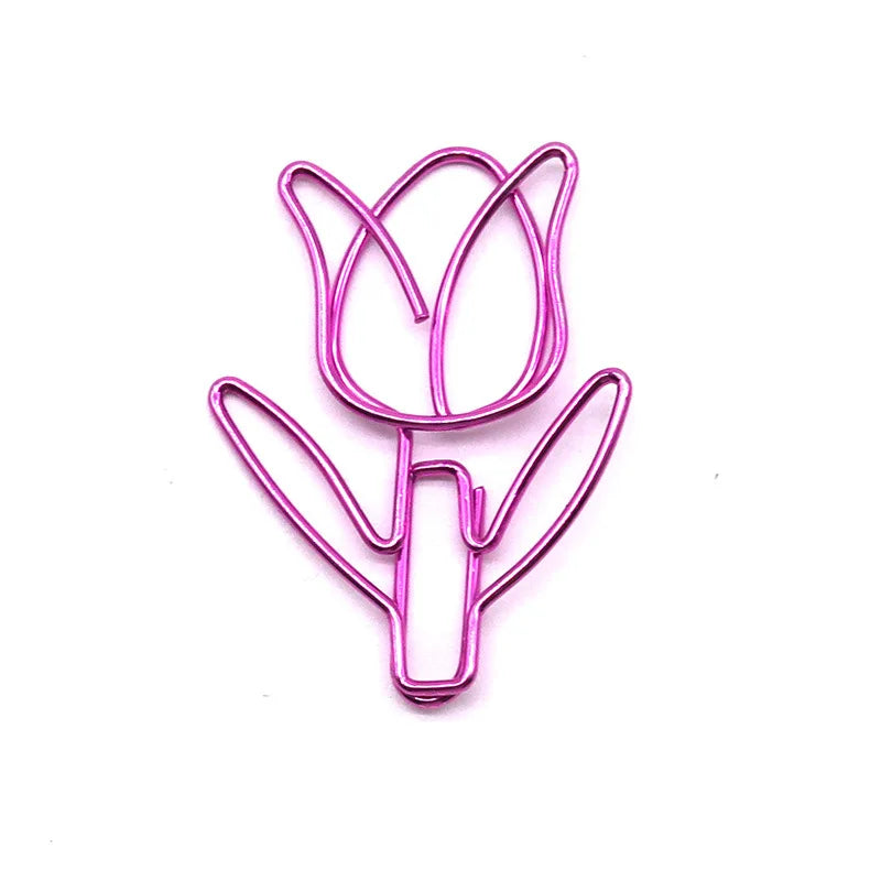 20/50PCS Tulip Paper Clips Kawaii Notebook Planner Bookmarks Korean Stationery Ticket Photo Clip Office Supplies Bookmark Folder