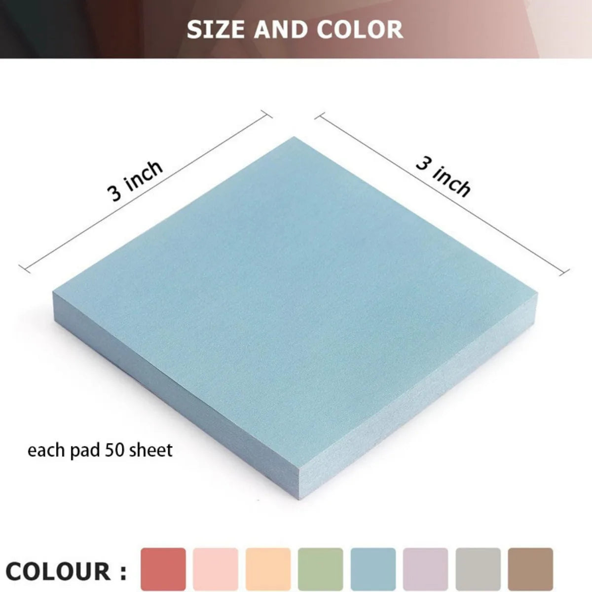 Retro - Color Sticky Notes Set | 6 Packs, 300 Sheets | 3×3 Inch Self - Adhesive Memo Pads Paper Product Deco Stationery
