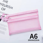 Nylon Mesh File Bag A4 A5 A6 Transparent Zipper Test Paper Information Bag Office Student Pen Bag Subject Bag Puzzle Storage Bag
