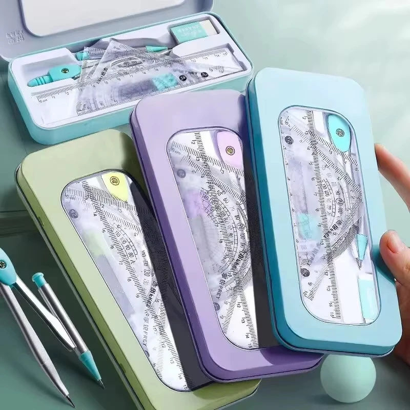 7 Pcs/set Mathematical Rulers Set Multi-function Professional Compass Ruler Drawing Tools School Supplies Students Stationery