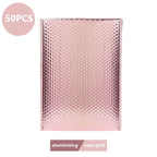 50Pcs Holographic Bubble Mailer Rose Red Mailing Envelope Waterproof Courier Bag Padded Bubble Envelopes Pack Bag for Shipping