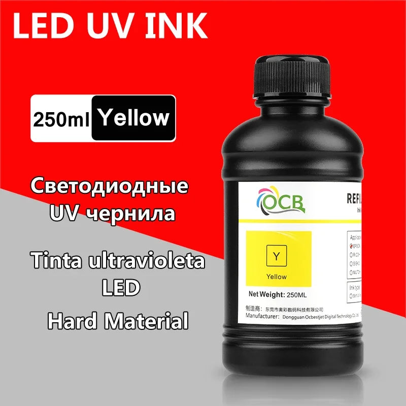 250ML Bottle LED UV Ink For Epson L800 L805 L1800 R290 R330 1390 1400 1410 UV Printer Ink UV Varnish Gloss Ink Hard INK Soft