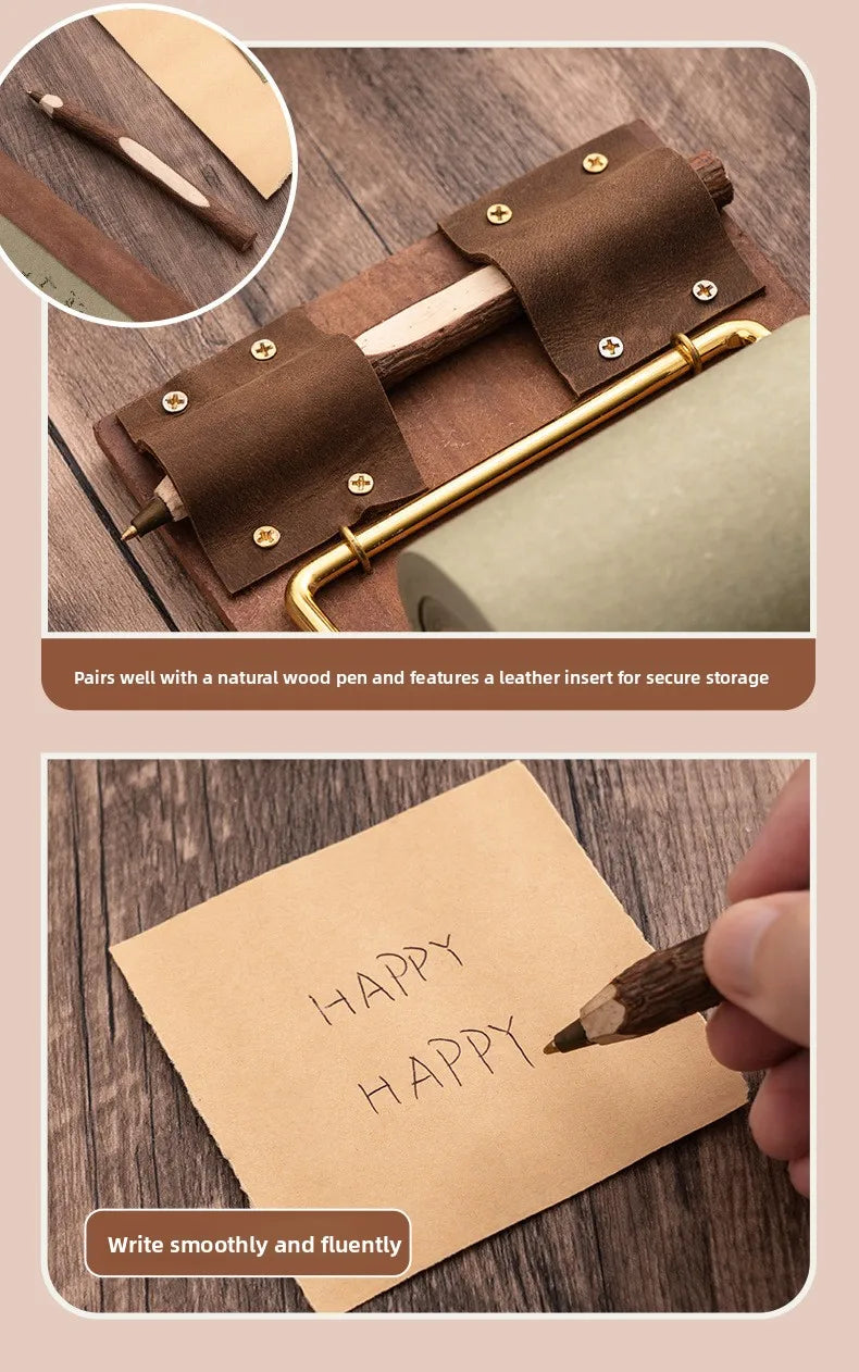Vintage Sticky Note Clip Hanging Roll Paper Sticky Note No Sticky Ins Wind Board Note Blank Notepad Message Pad