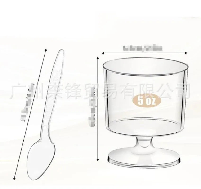 Disposable Plastic Cups with Spoons Transparent  DIY Dessert Cup Pudding Container for Ice Cream Cake Fruit Yogurt Snacks Bowls