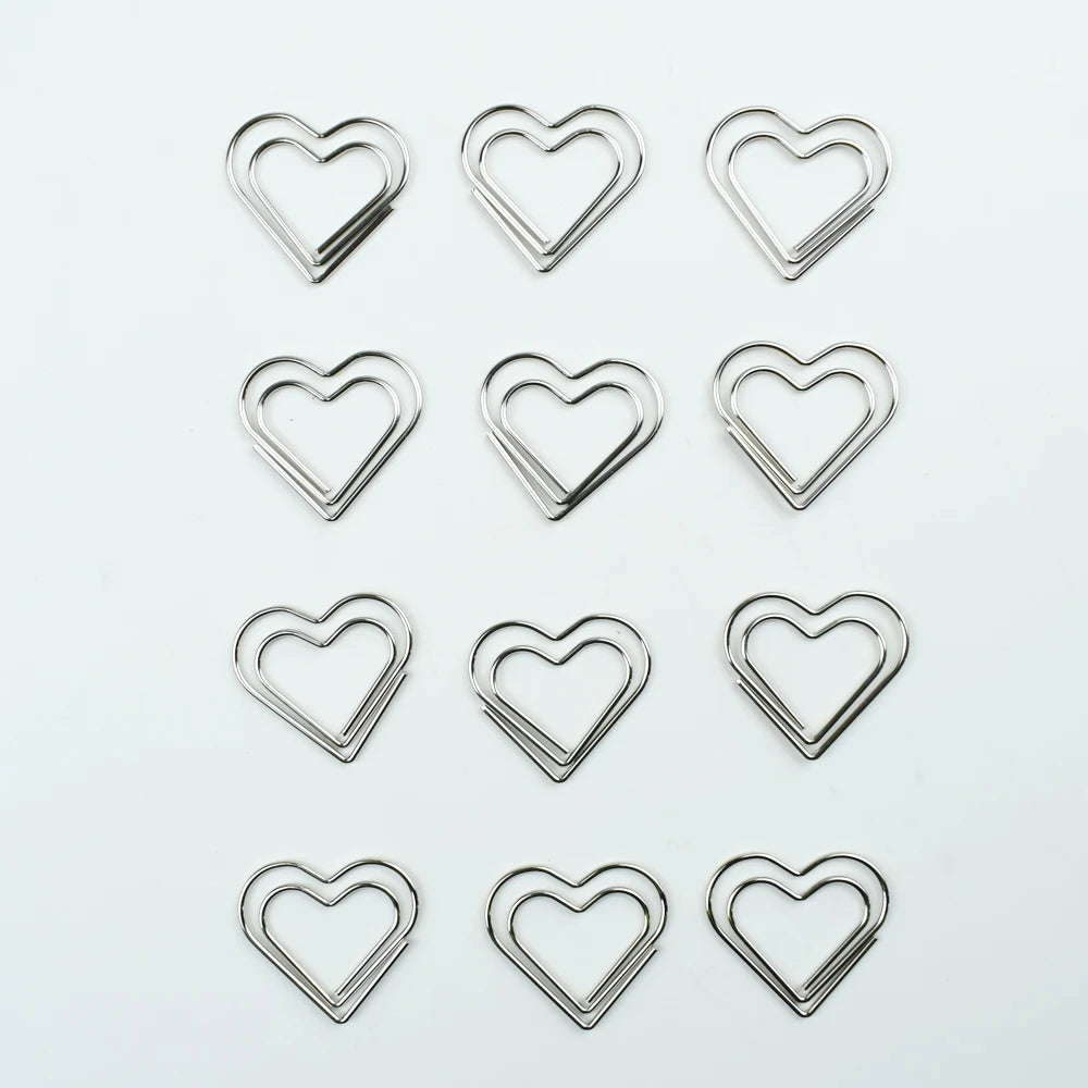 12-Piece Set Heart Paper Clips Colorful Binder for Love Notes Journaling DIY Craft School Supplies Office Organizing Party Favor