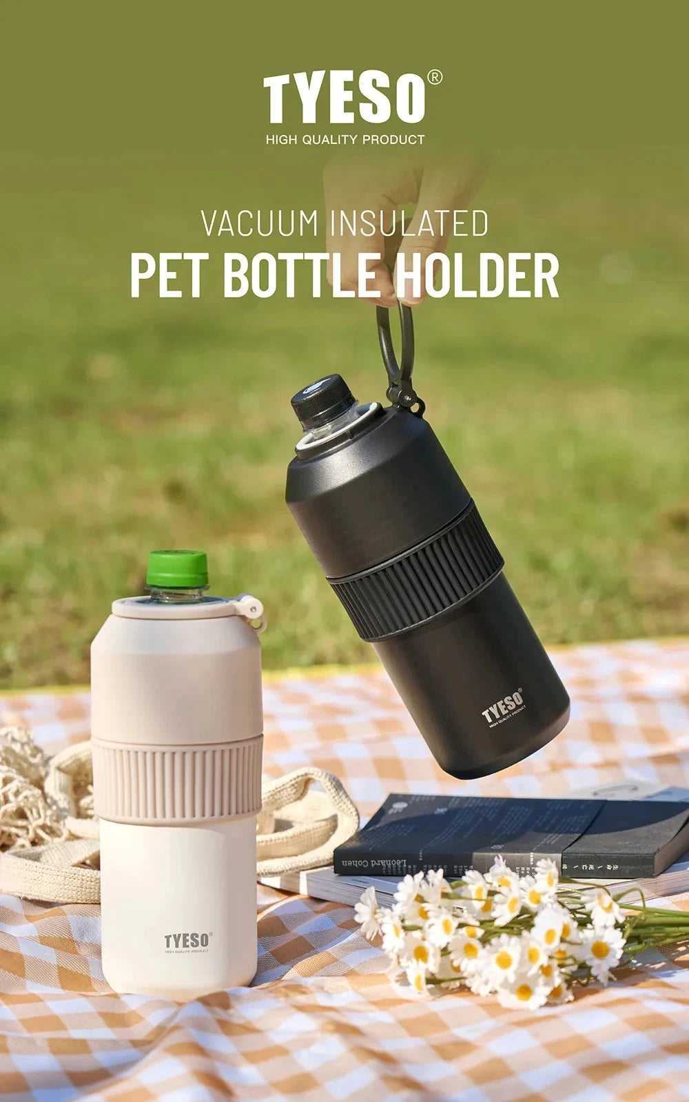 Tyeso 680ML Insulated Sports Tumbler, Portable Durable Cold Keeping Water Cup Perfect for Outdoor Activities Travel  Daily Use