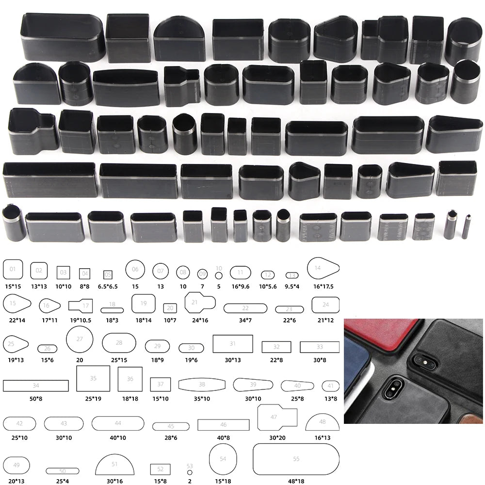 24/39/52/55pcs Punch Cutters - Various Shaped Style Hollow Punch Cutter Set - DIY Faux Leather Craftwork Hole Punching Tool Set