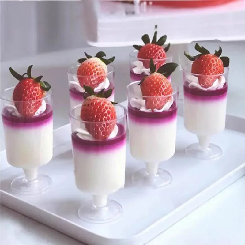 10/20/30pcs Disposable Dessert Cups Round Mouth Plastic Yogurt Mousse Cake For Birthday Party Appetizer Wedding Chocolate Cup