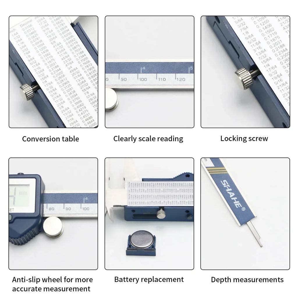 SHAHE Large Screen Digital Caliper 150/200/300mm Stainless Steel Calipers Measuring Tool Electronic Micrometer Caliper