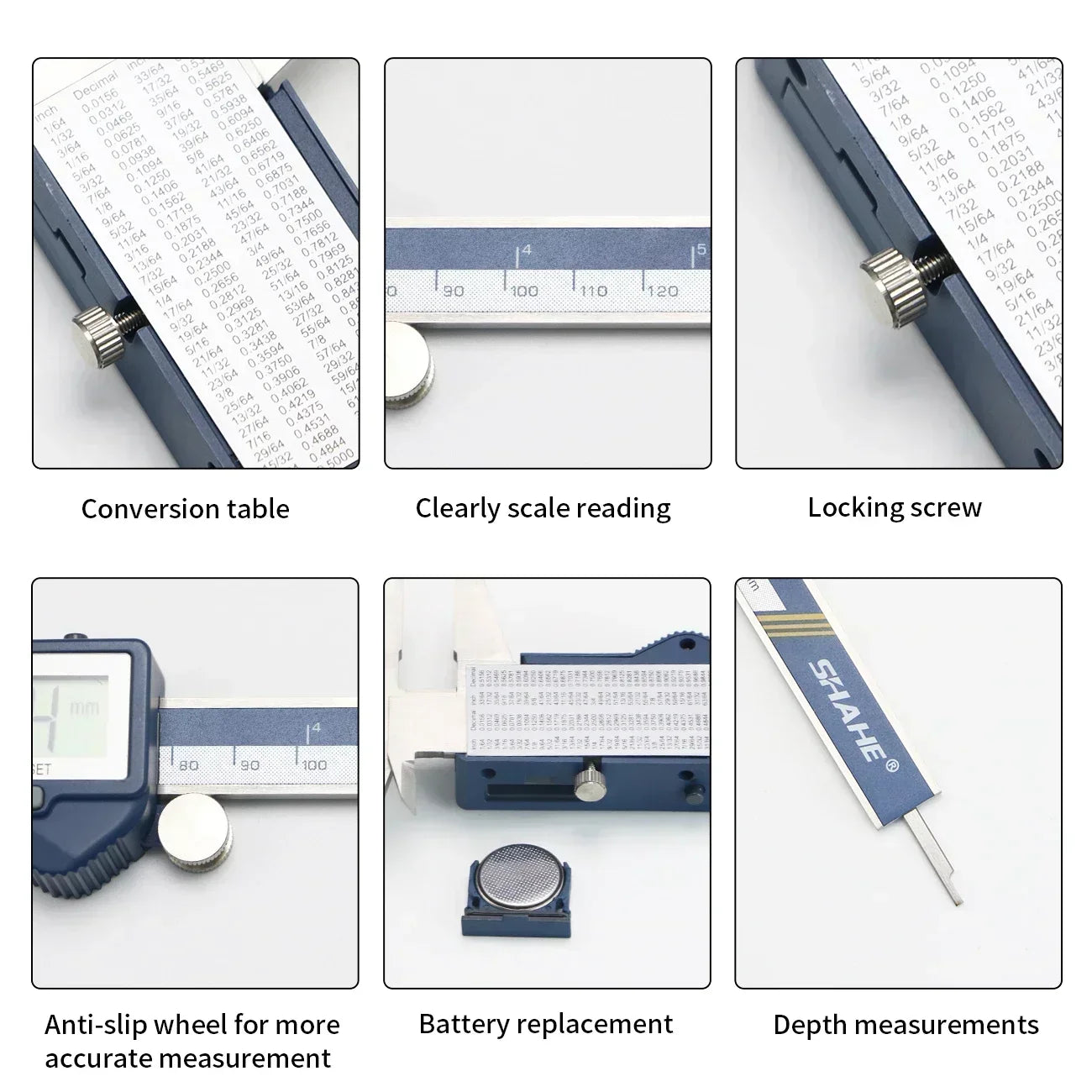 SHAHE Large Screen Digital Caliper 150/200/300mm Stainless Steel Calipers Measuring Tool Electronic Micrometer Caliper
