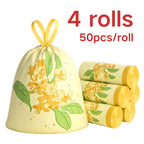 4 Rolls Osmanthus Scent Drawstring Trash Bags for Kitchen Bathroom Bedroom Home Waste Storage YMY