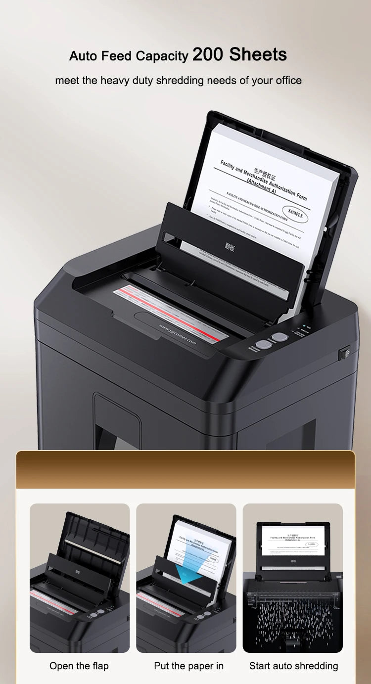 Broyeur De Papier P-5 200 Sheets Waste Paper Shredder P5 Normal Size 2*10mm Auto Feed Electricity Powered Comet Z-500 Office 22L