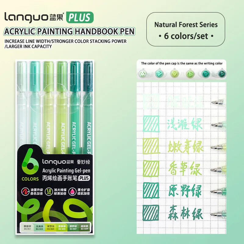 Languo 6/24/36/54/72/90 colors Acrylic Painting Handbook Pens Multi-Color Gel Pen Student Neutral Pen Writing Marker Stationery