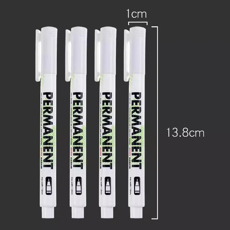 1/3/5 Pcs White Marker Pens 1.0mm 2.0mm Fast Drying Permanent Oily Waterproof Paint Tire Markers Graffiti Pens