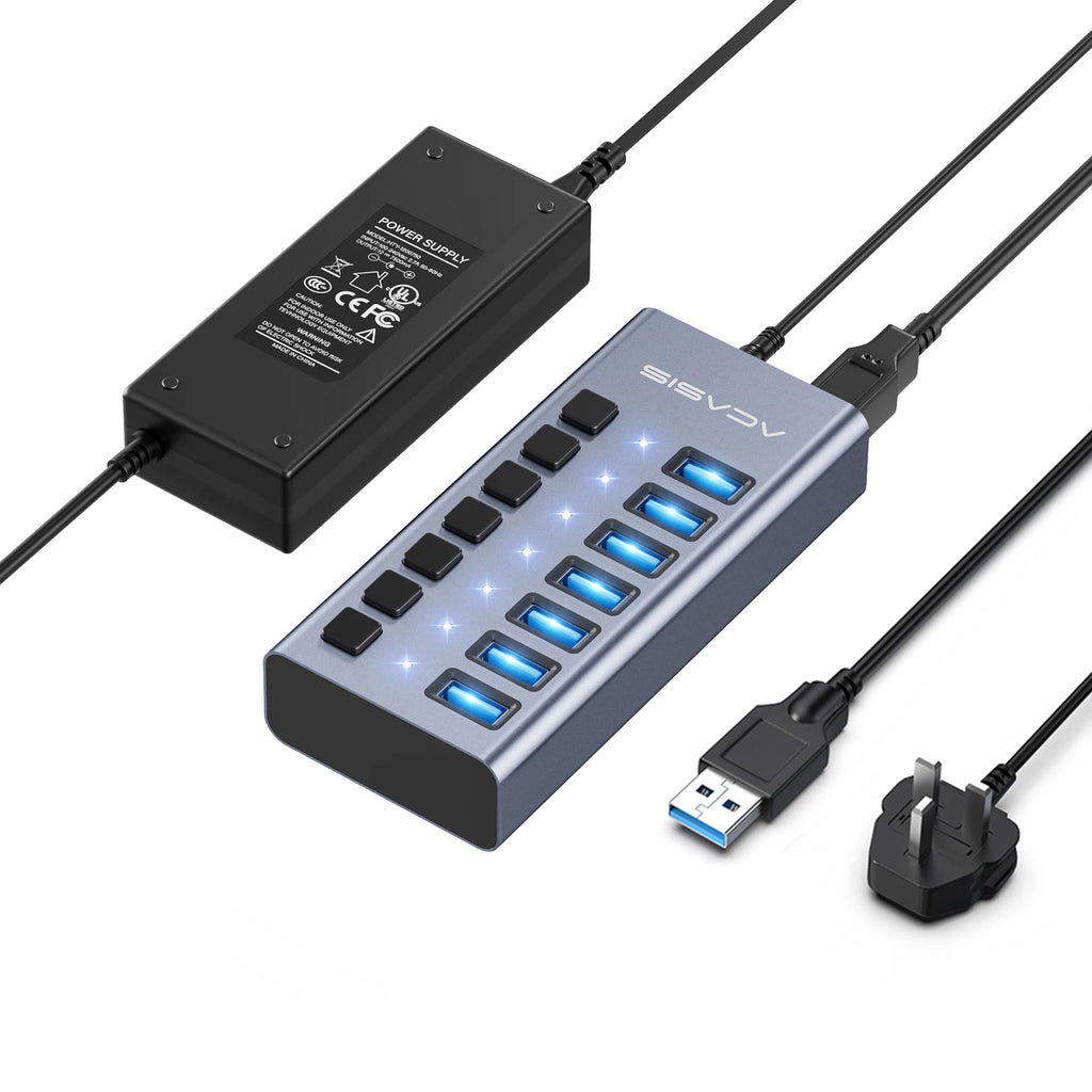 Acasis 16/10/7 Port USB Hub 10Gbps Individual Switch Charging Data Transfer for PC Laptop Workstation Multi Device Expansion