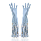 Waterproof Rubber Latex Velvet Gloves, Durable, Cleaning, Washing Clothes, Household, Kitchen, Winter