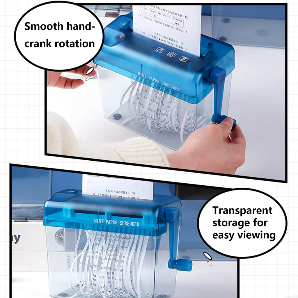 Hand Shredder Hand Crank Portable Mini Paper Cutting Tool Transparent Documents Paper Cutting Tool Birthday Gift Home Office