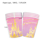 Pink Princess Castle Tableware Set Dessert Plates Cups tablecolth Balloon Banner Girls favorite Birthday Adult Wedding Decoratio