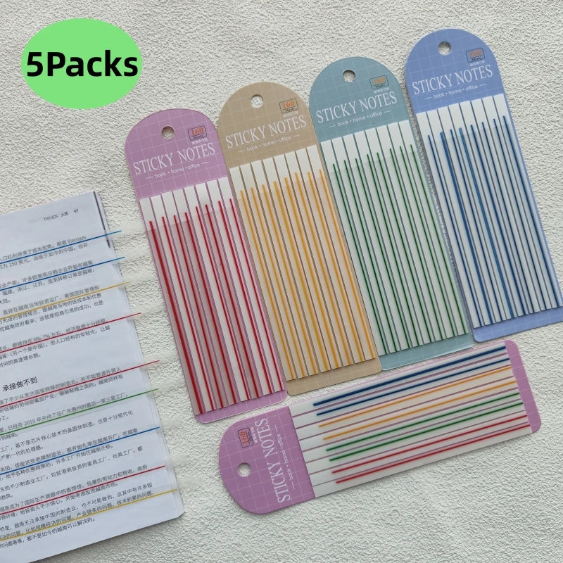 KindFuny 5 Packs Transparent Sticky Notes Self-Adhesive Reading Book Annotation Notepad Bookmarks Memo Pad Index Tabs Cute