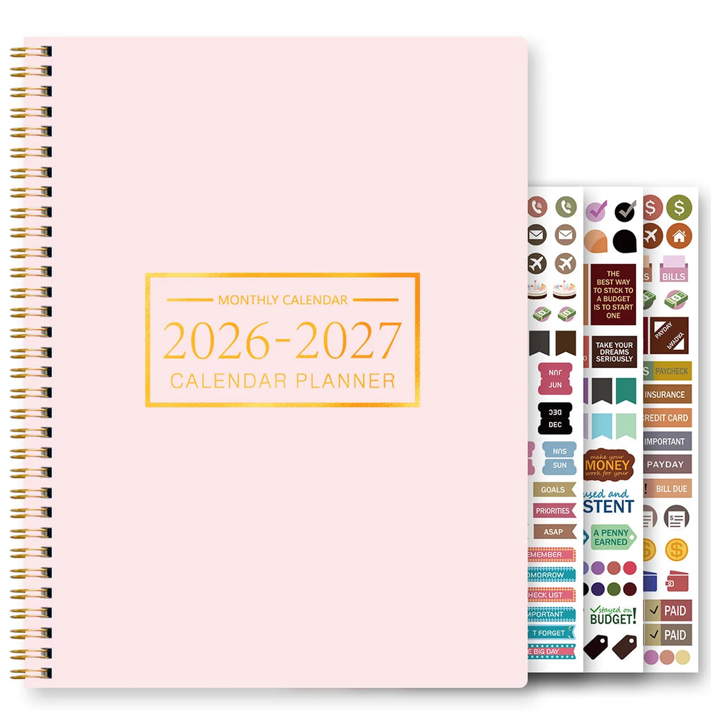 1Pc A4 Monthly Planner and Calendar Book 2 Year Monthly, Large Grid Monthly Organizer with Notes Pages, with 3 Stickers