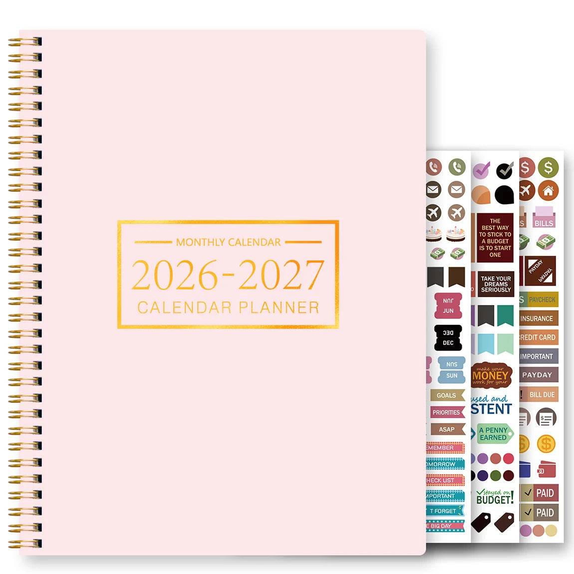 1Pc A4 Monthly Planner and Calendar Book 2 Year Monthly, Large Grid Monthly Organizer with Notes Pages, with 3 Stickers