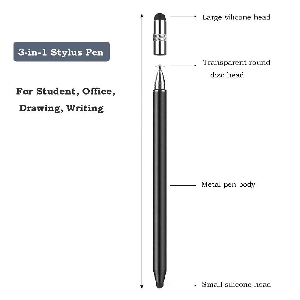 Portable Professional 3-in-1 Stylus Pen High Sensitivity Metal Touch Screen Pen No Bluetooth Universal Capacitive Touch Pencil