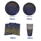 Dark Blue Gold Birthday Disposable Tableware Paper Plates Cups Napkin Tablecloth Adult Elegant Birthday Party Decoration Wedding