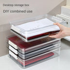 Acrylic Transparent Desktop Paper Storage Box A4 File Document Exam Paper Organizer Household Dust Proof Card Holder Case