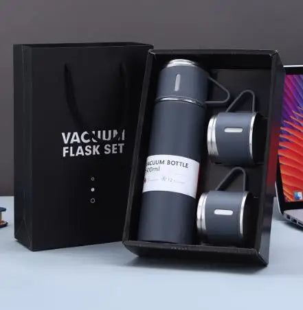 One Cup Three Lid Thermos Cup Set 304 Stainless Steel Handle Lid Gift Cup Men's And Women's Portable Gift Box Set